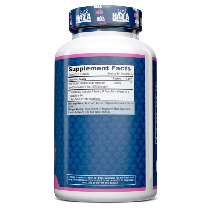 Натуральна добавка Haya Labs Milk Thistle 100 mg, 60 капсул