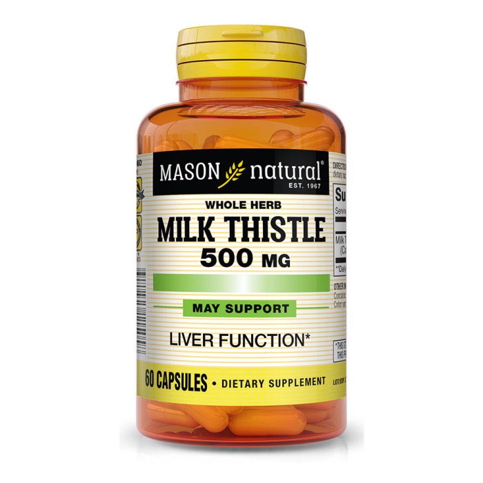Натуральна добавка Mason Natural Milk Thistle 500 mg, 60 капсул