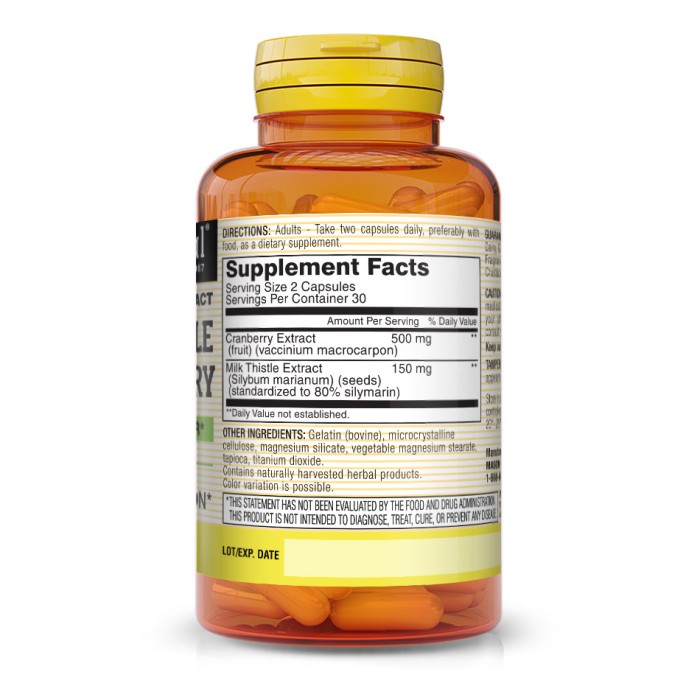 Натуральная добавка Mason Natural Milk Thistle/Cranberry, 60 капсул
