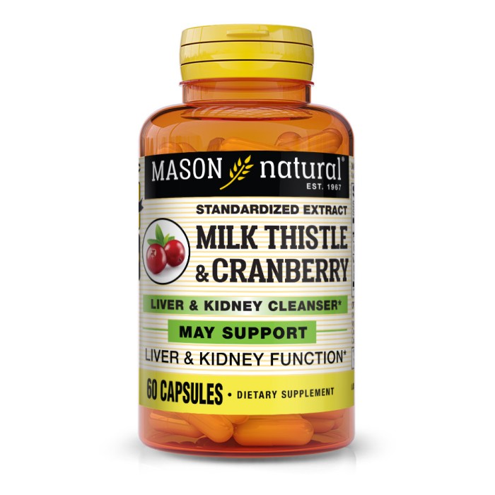 Натуральная добавка Mason Natural Milk Thistle/Cranberry, 60 капсул