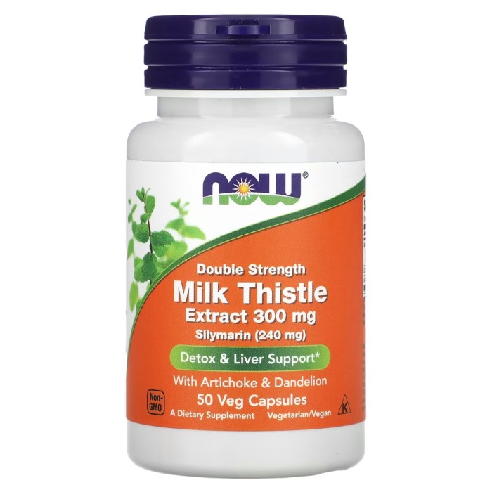 Натуральна добавка NOW Milk Thistle Extract 300 mg Double Strength, 100 вегакапсул