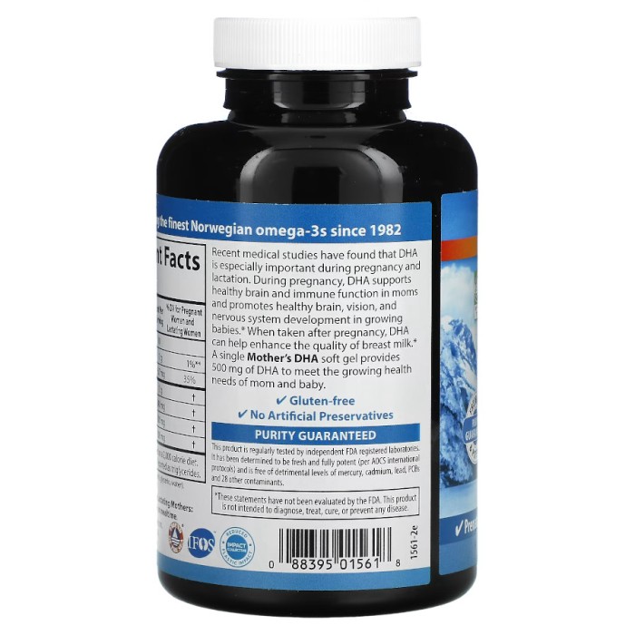 Жирные кислоты Carlson Labs Mother's DHA, 120 капсул