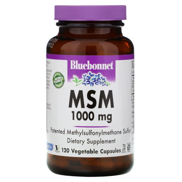 Препарат для суглобів і зв'язок Bluebonnet MSM 1000 mg, 120 вегакапсул