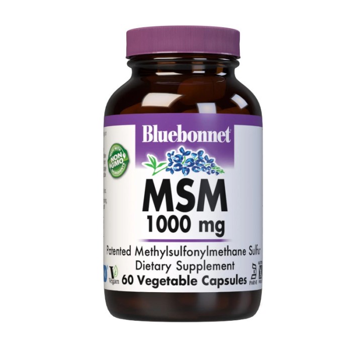 Препарат для суглобів і зв'язок Bluebonnet MSM 1000 mg, 60 вегакапсул