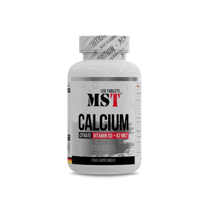 Вітаміни та мінерали MST Calcium Citrate + Vitamin D3 + K2 MK7,  120 таблеток