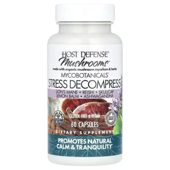 Натуральна добавка Host Defense MycoBotanicals Stress Decompress, 60 капсул