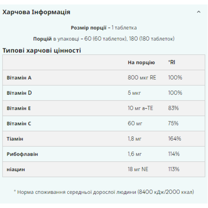 Daily Vitamins - 180tabs