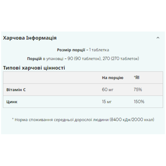 ЦИНК - 90 таблеток