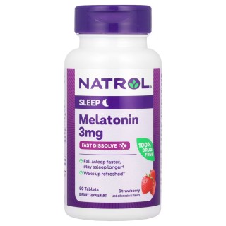 Натуральна добавка Natrol Melatonin 3mg Fast Dissolve, 90 таблеток - полуниця