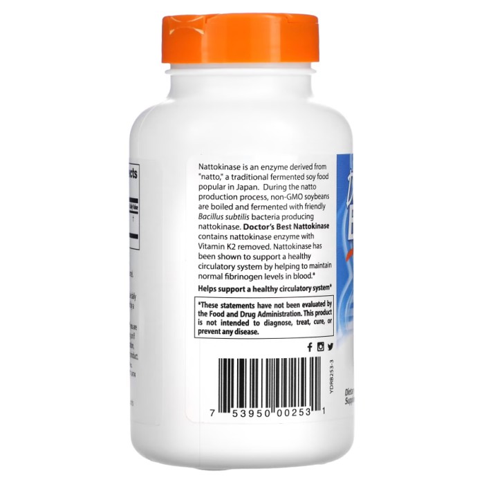Натуральна добавка Doctor's Best Nattokinase, 270 вегакапсул