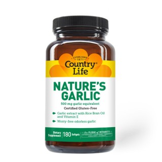 Натуральна добавка Country Life Nature’s Garlic, 180 капсул