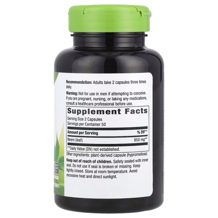 Натуральна добавка Nature's Way Neem Leaf 475 mg, 100 вегакапсул