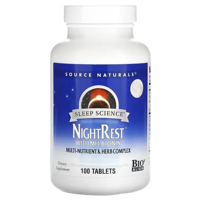 Натуральна добавка Source Naturals Sleep Science NightRest Melatonin, 100 таблеток