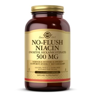 Вітаміни та мінерали Solgar No-Flush Niacin 500 mg (Inositol Hexanicotinate), 250 вегакапсул