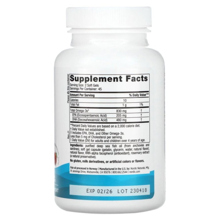 Жирні кислоти Nordic Naturals DHA 830 mg, 90 капсул Полуниця