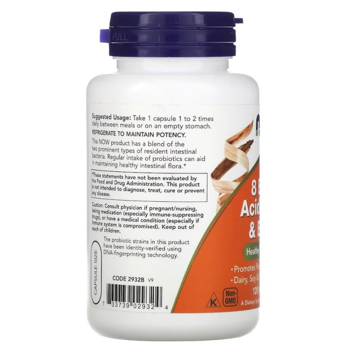 Пробіотики і пребіотики NOW 8 Billion Acidophilus & Bifidus, 120 вегакапсул