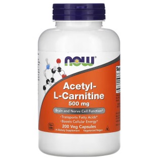 Жиросжигатель NOW Acetyl-L-Carnitine 500 mg, 200 вегакапсул.