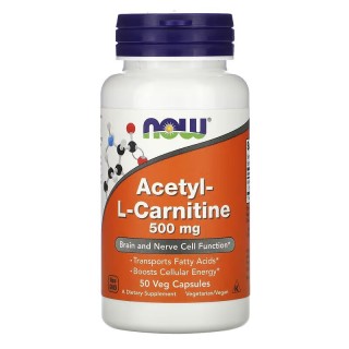 Жиросжигатель NOW Acetyl-L-Carnitine 500 mg, 50 вегакапсул.