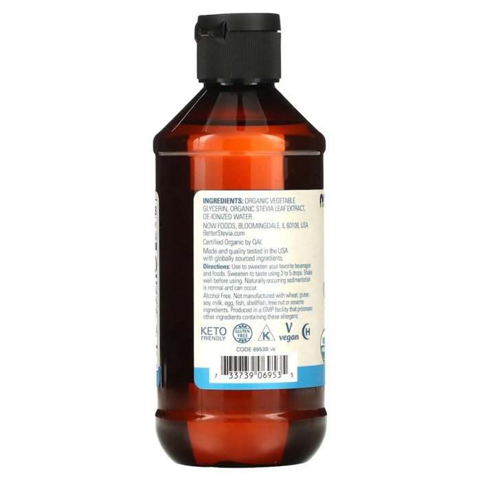 Заменитель питания NOW Better Stevia Liquid Sweetener Glycerite, 237 мл