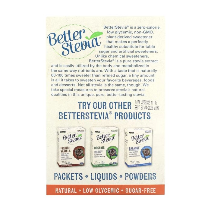 Заменитель питания NOW Better Stevia Packets Original, 100 пакетиков