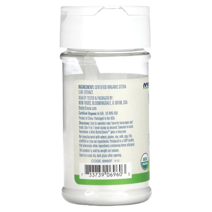 Замінник харчування NOW Better Stevia Extract Powder, 28 грам