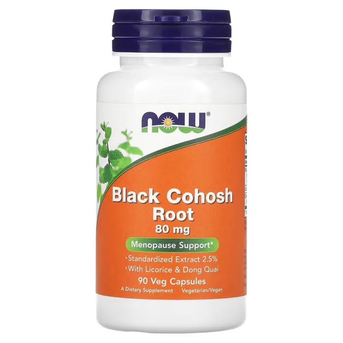 Натуральна добавка NOW Black Cohosh Root 80 mg, 90 вегакапсул