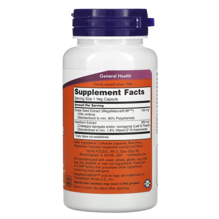 Натуральна добавка NOW Blood Pressure Health, 90 вегакапсул