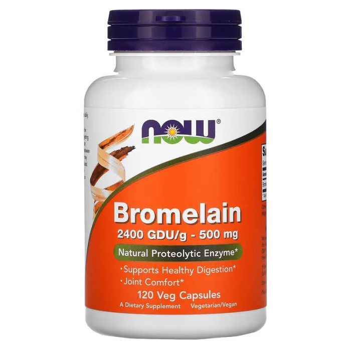 Естественная добавка NOW Bromelain 500 mg, 120 вегакапсул.