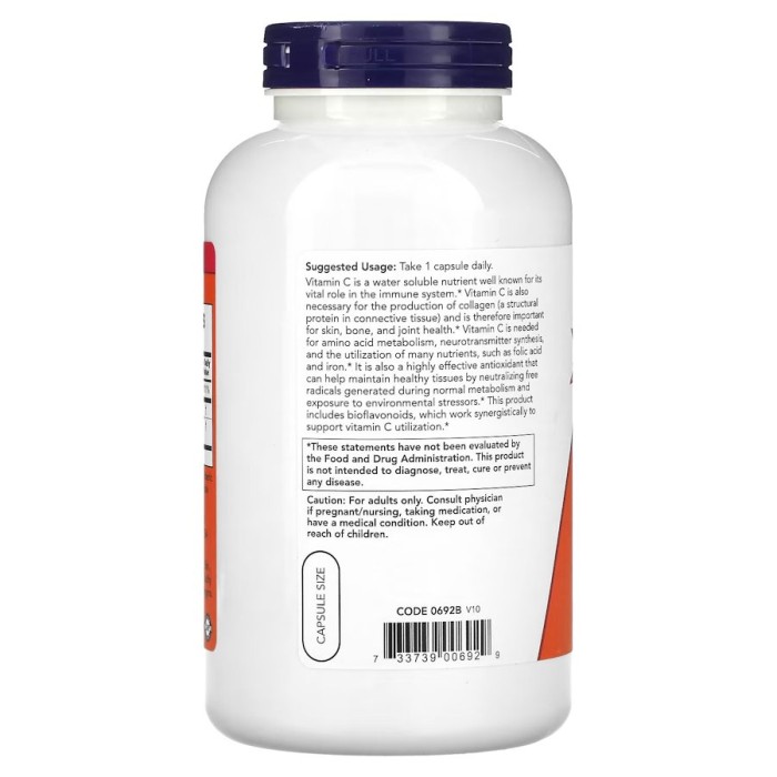 Вітаміни та мінерали NOW Vitamin C-1000 with Bioflavonoids, 250 вегакапсул