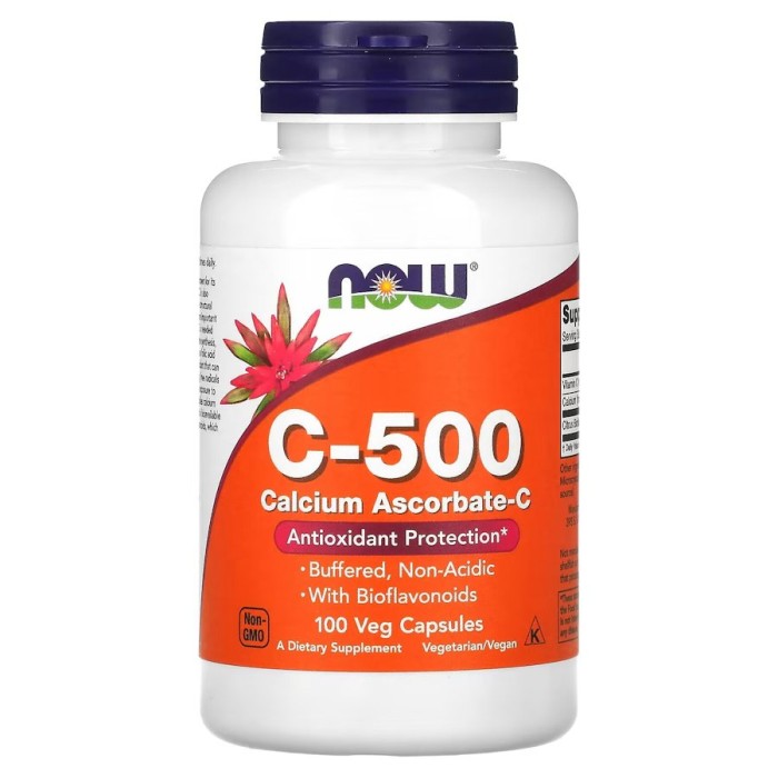 Вітаміни та мінерали NOW Vitamin C-500 Calcium Ascorbate, 100 вегакапсул