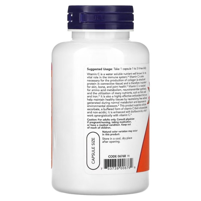 Вітаміни та мінерали NOW Vitamin C-500 Calcium Ascorbate, 100 вегакапсул