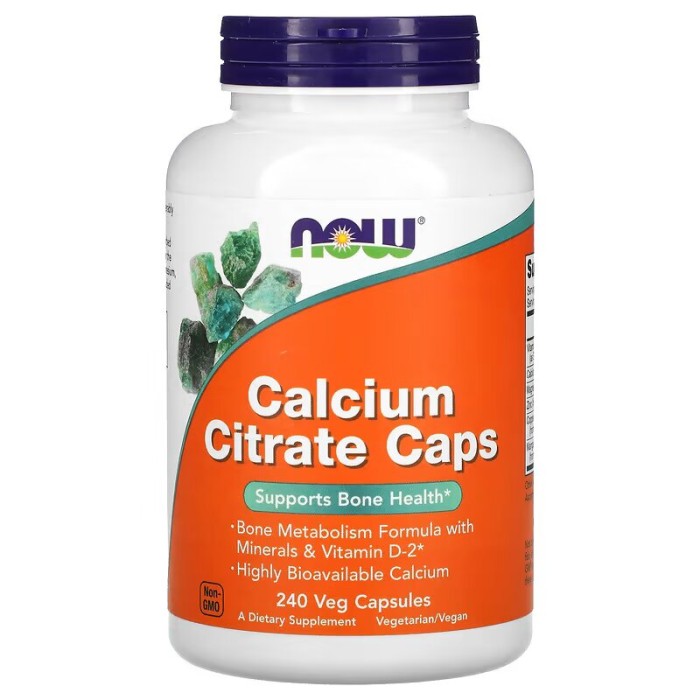 Вітаміни та мінерали NOW Calcium Citrate Caps, 240 вегакапсул