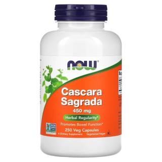 Естественная добавка NOW Cascara Sagrada 450 mg, 250 вегакапсул