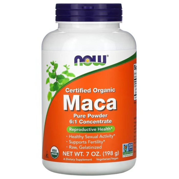 Натуральна добавка NOW Maca Pure Certified Organic, 198 грам