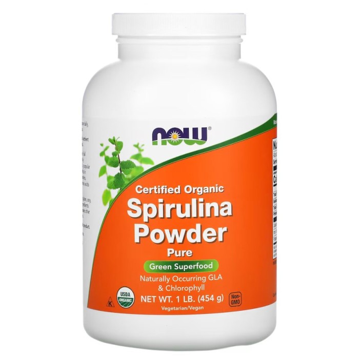 Натуральна добавка NOW Spirulina Powder Organic, 454 грам