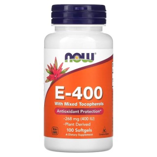 Вітаміни та мінерали NOW Vitamin E-400 with Mixed Tocopherols, 100 капсул