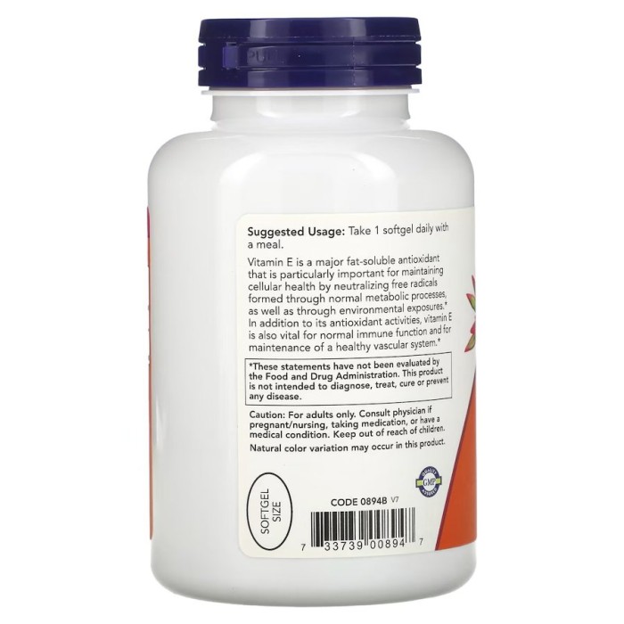 Вітаміни та мінерали NOW Vitamin E-400 with Mixed Tocopherols, 250 капсул
