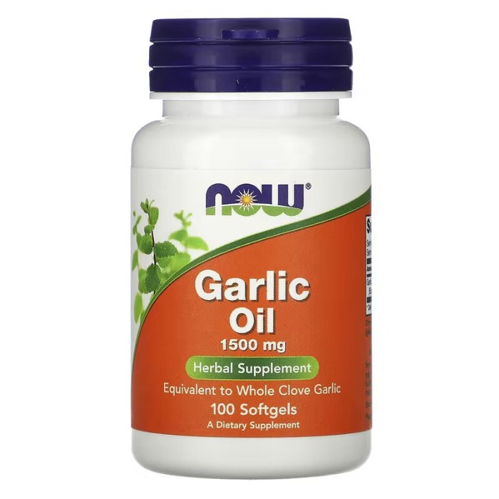 Натуральна добавка NOW Garlic Oil 1500 mg, 100 капсул