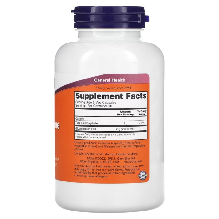 Препарат для суглобів і зв'язок NOW Glucosamine 1000, 180 вегакапсул