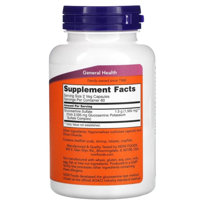 Препарат для суставов и связок NOW Glucosamine Sulfate 750 mg, 120 капсул