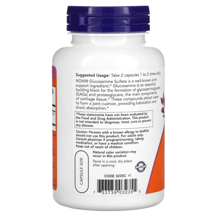 Препарат для суставов и связок NOW Glucosamine Sulfate 750 mg, 120 капсул