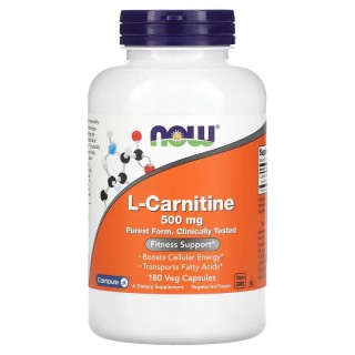 Жиросжигатель NOW L-Carnitine 500 mg, 180 вегакапсул.