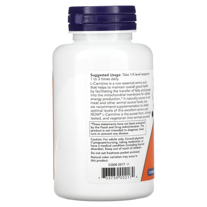 Жиросжигатель NOW L-Carnitine Powder Pure, 85 грамм