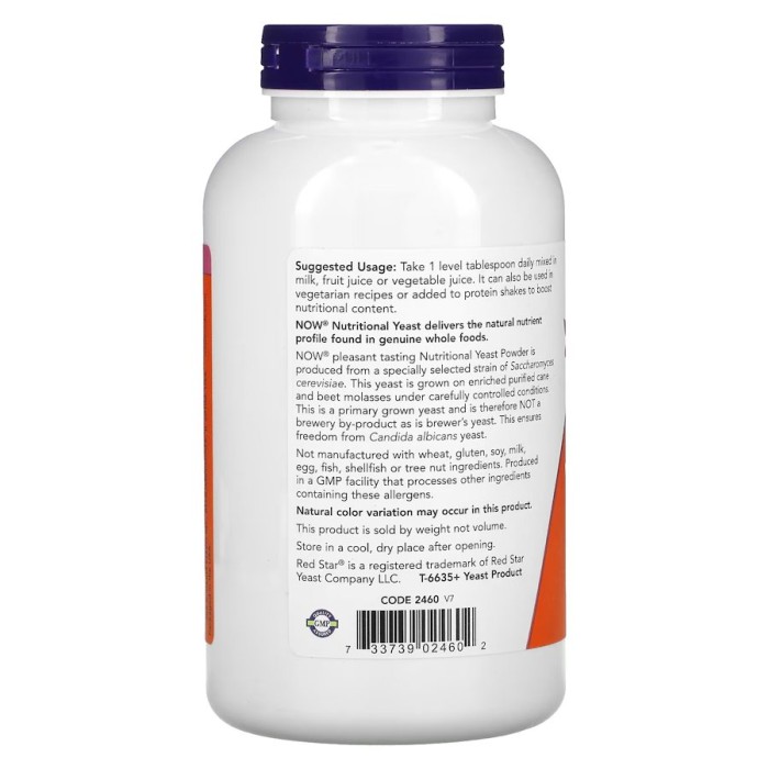 Натуральна добавка NOW Nutritional Yeast Powder, 284 грам