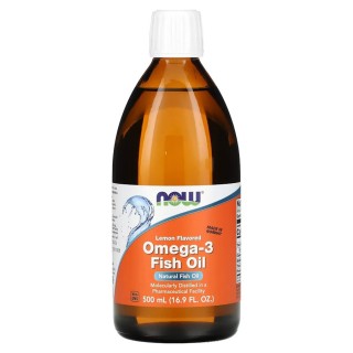 Жирні кислоти NOW Omega-3 Fish Oil, 500 мл, лимон Лимон