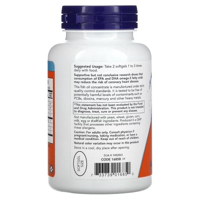 Жирні кислоти NOW Omega-3 Mini Gels, 180 капсул