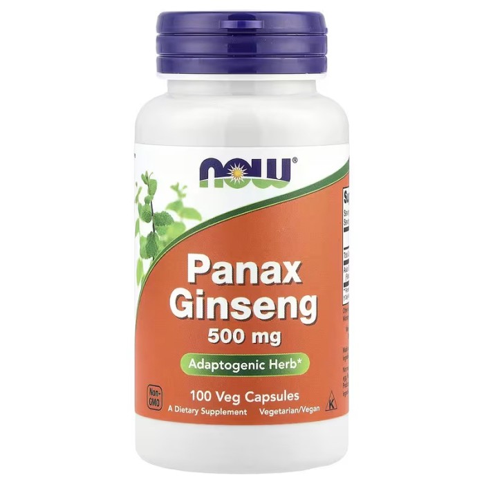 Натуральна добавка NOW Panax Ginseng 500 mg, 100 вегакапсул