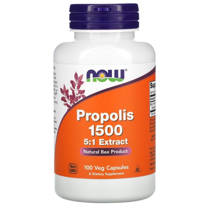Натуральна добавка NOW Propolis 1500, 100 вегакапсул