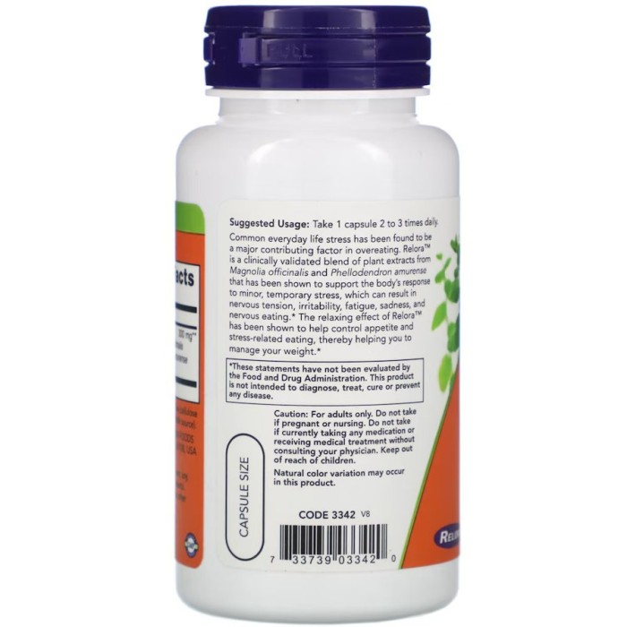 Натуральна добавка NOW Relora 300 mg, 60 вегакапсул