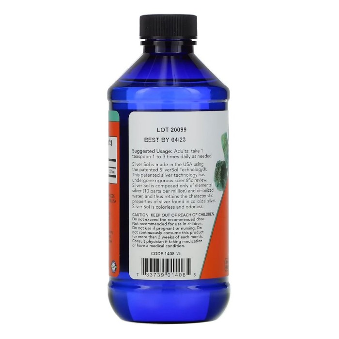 Вітаміни та мінерали NOW Silver Sol, 237 мл